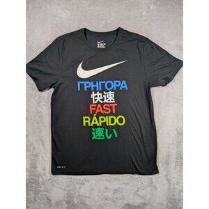 Nike Dri-FIT Graphic T-Shirt Mens Large Athletic Cut Multicolor Swoosh Training